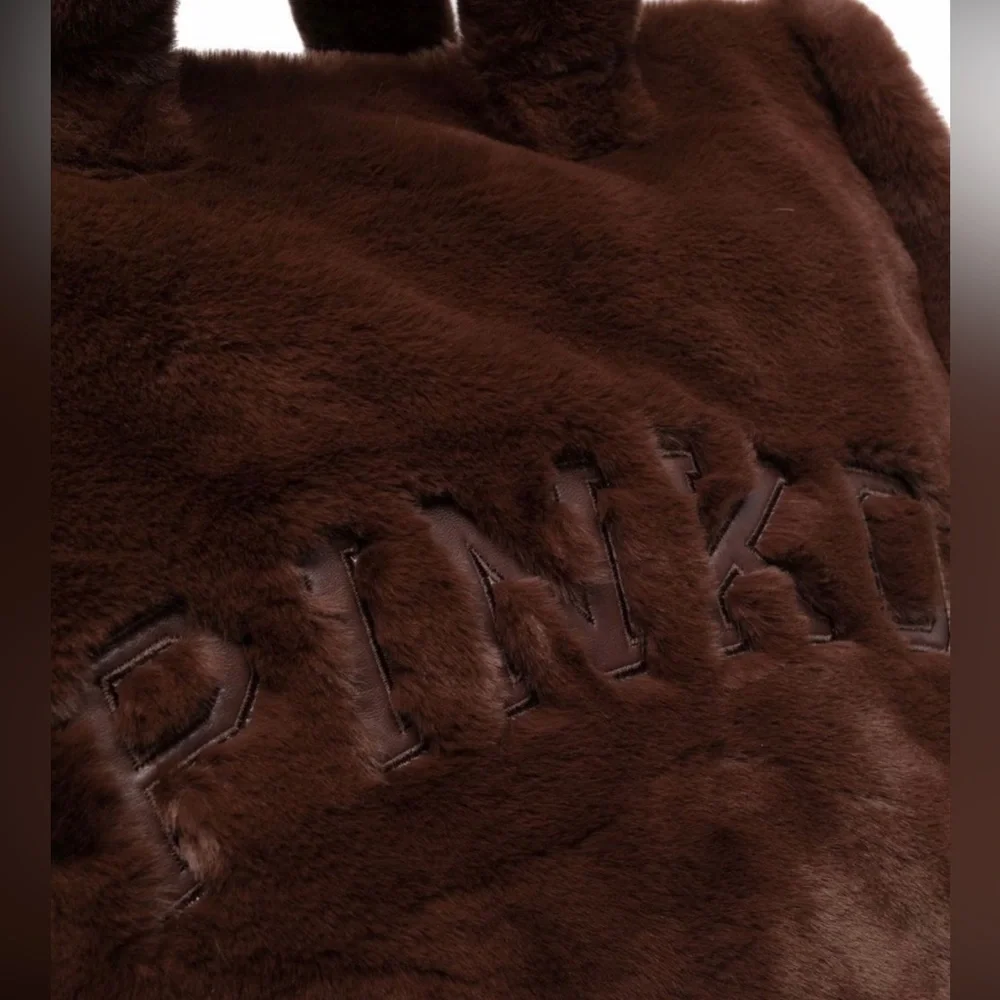 LUSCIOUS GREAT GIFT!! BNWT Pinko Debossed faux fur plush tote brown PRICE FIRM - Picture 16 of 16